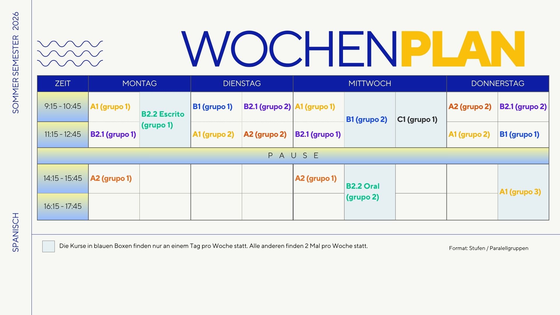 Wochenplan SoSe 2026