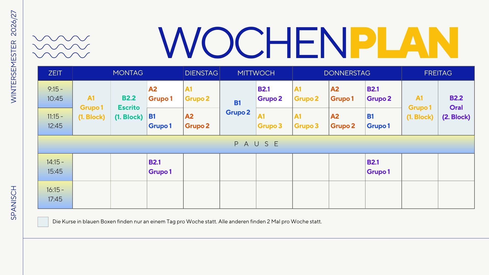 Wochenplan WS 2026-27