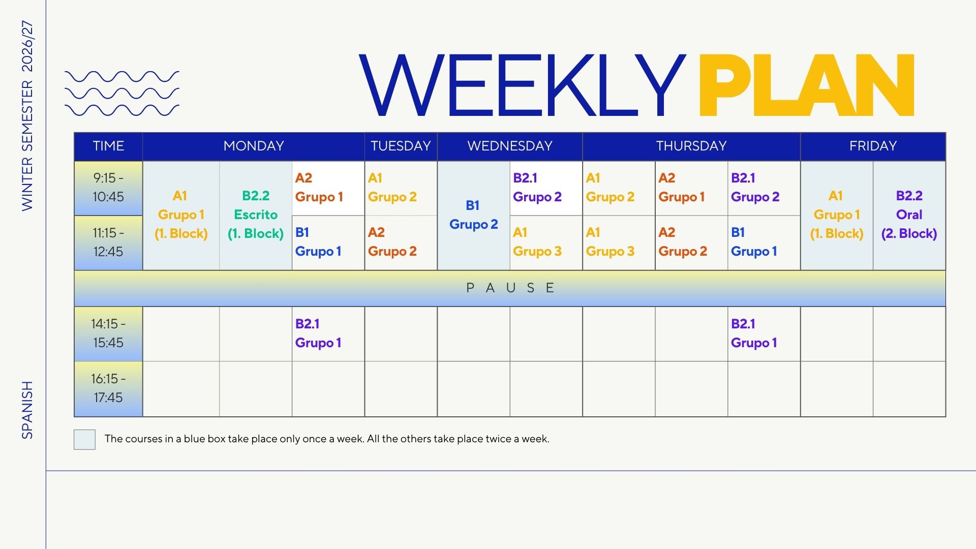 Wochenplan WS 2026-27